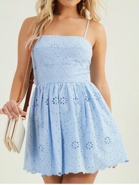 Light Blue Eyelet Spaghetti Strap Sundress
